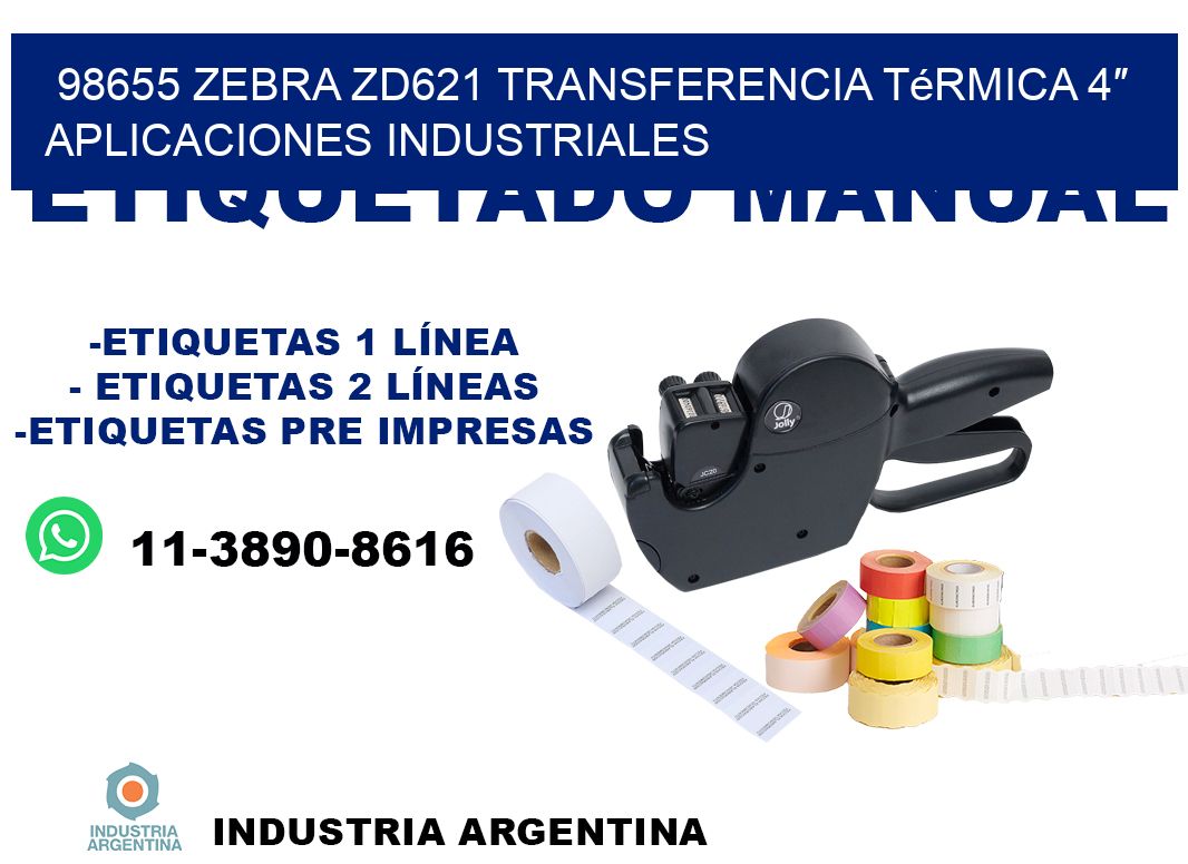 98655 Zebra ZD621 transferencia térmica 4″ aplicaciones industriales