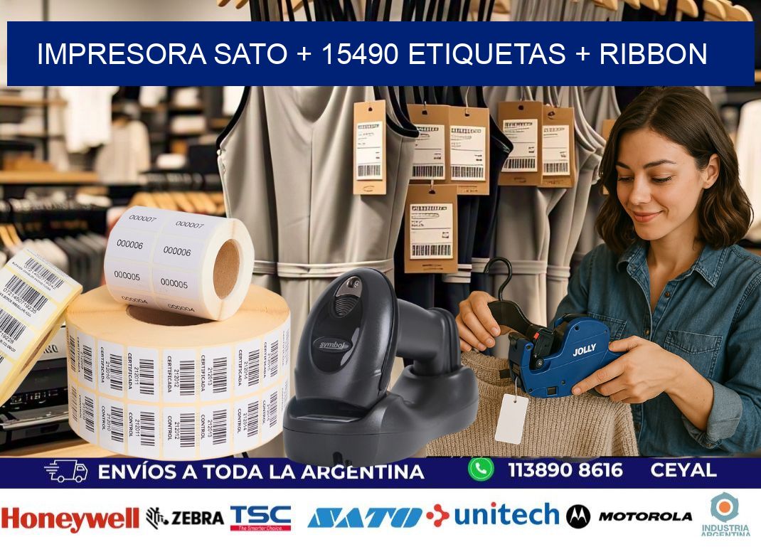 impresora SATO + 15490 etiquetas + ribbon