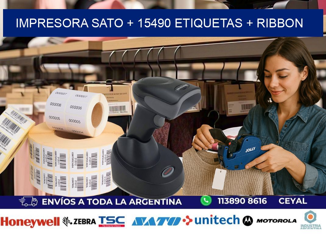 impresora SATO + 15490 etiquetas + ribbon