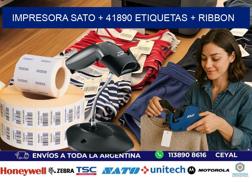 impresora SATO + 41890 etiquetas + ribbon