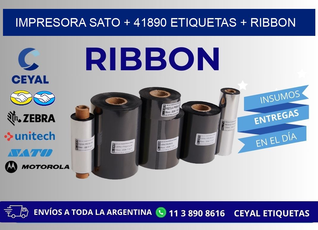 impresora SATO + 41890 etiquetas + ribbon