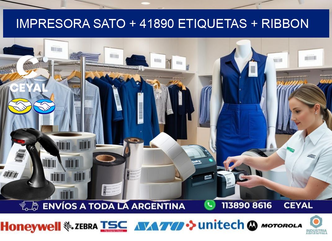 impresora SATO + 41890 etiquetas + ribbon