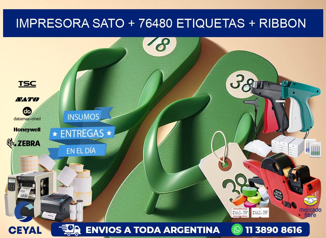 impresora SATO + 76480 etiquetas + ribbon