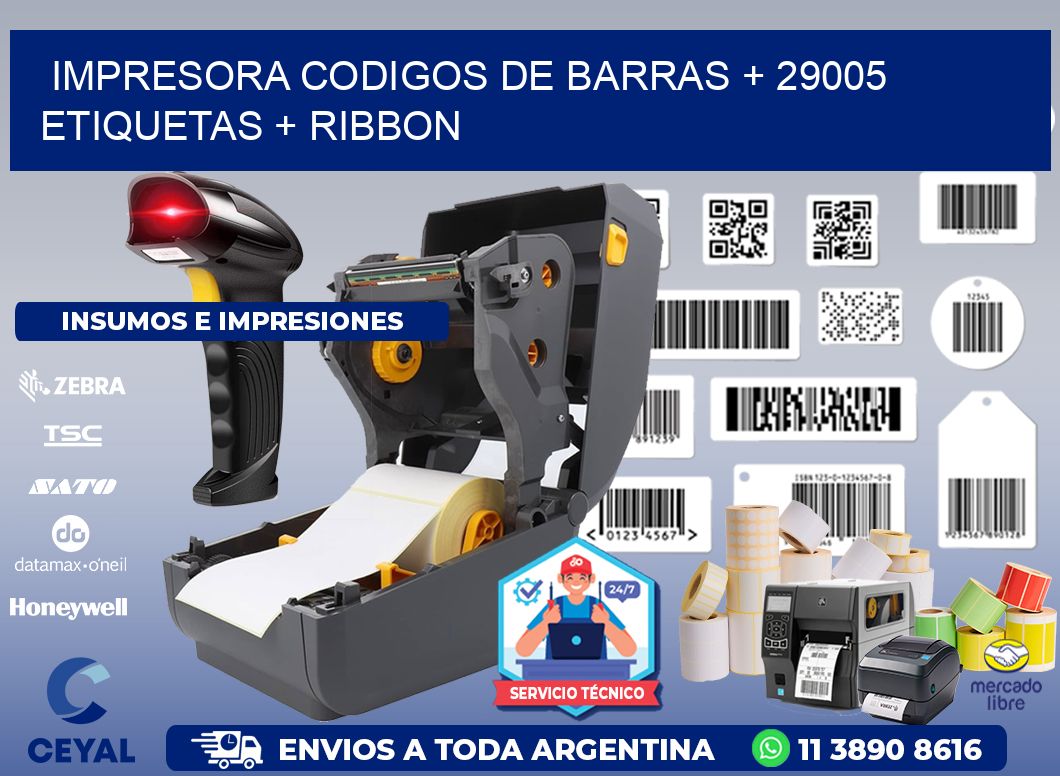impresora codigos de barras + 29005 etiquetas + ribbon