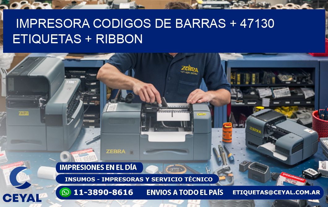 impresora codigos de barras + 47130 etiquetas + ribbon