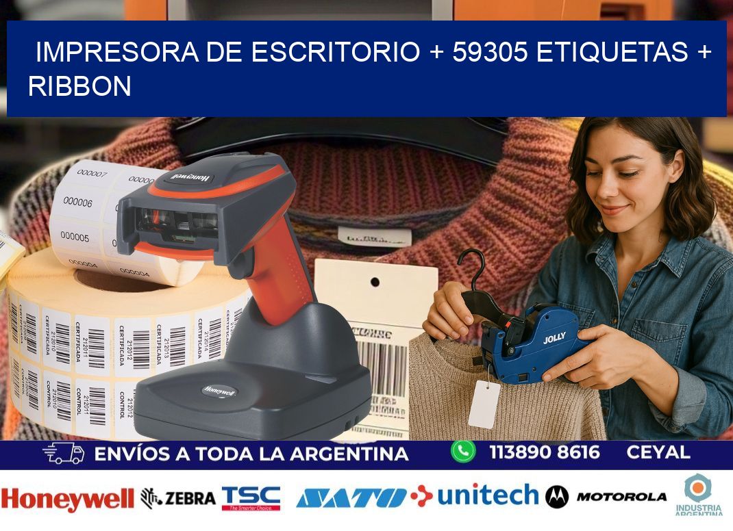 impresora de escritorio + 59305 etiquetas + ribbon