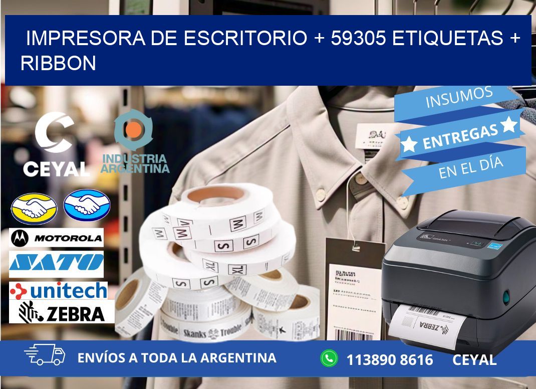 impresora de escritorio + 59305 etiquetas + ribbon