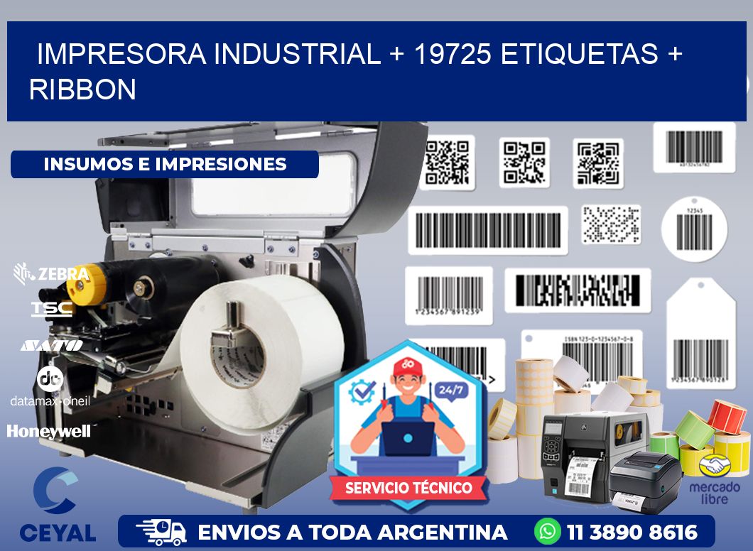 impresora industrial + 19725 etiquetas + ribbon