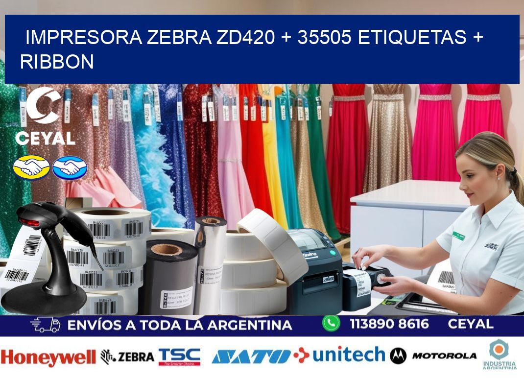 impresora zebra zd420 + 35505 etiquetas + ribbon