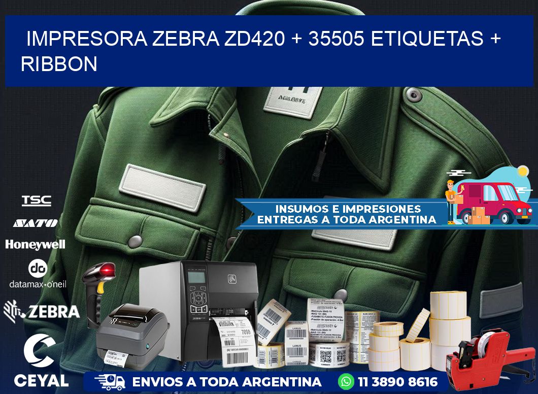 impresora zebra zd420 + 35505 etiquetas + ribbon