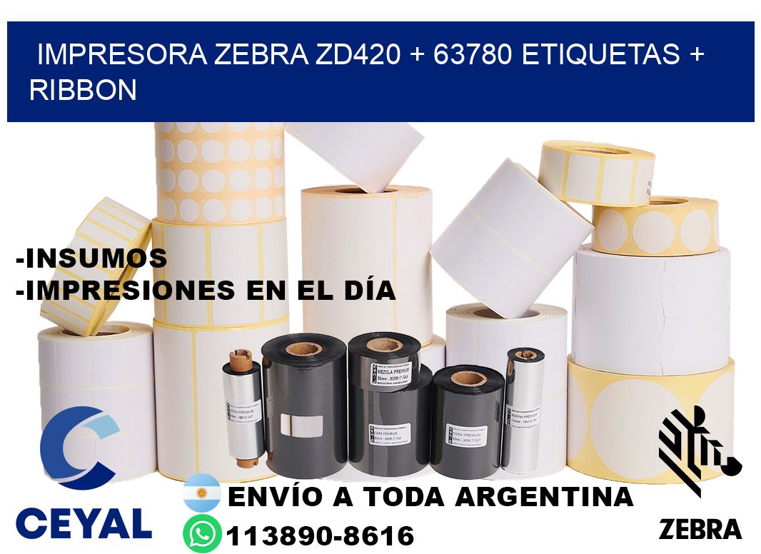 impresora zebra zd420 + 63780 etiquetas + ribbon
