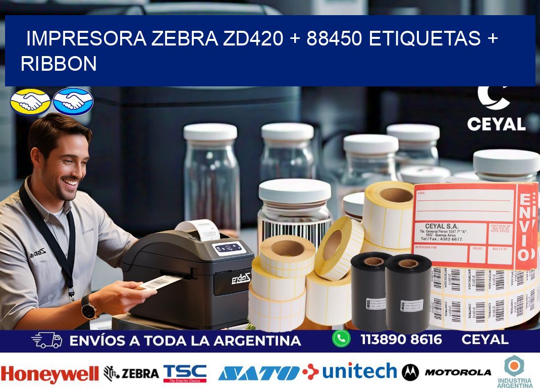 impresora zebra zd420 + 88450 etiquetas + ribbon