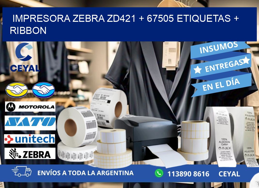 impresora zebra zd421 + 67505 etiquetas + ribbon
