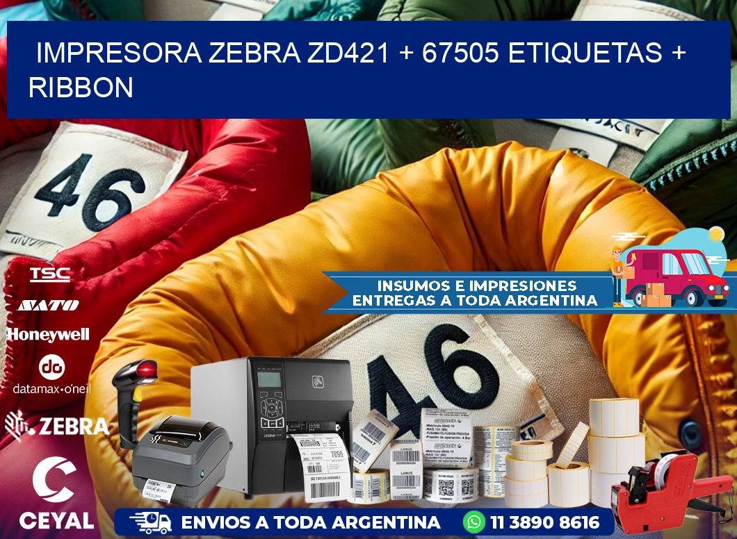 impresora zebra zd421 + 67505 etiquetas + ribbon