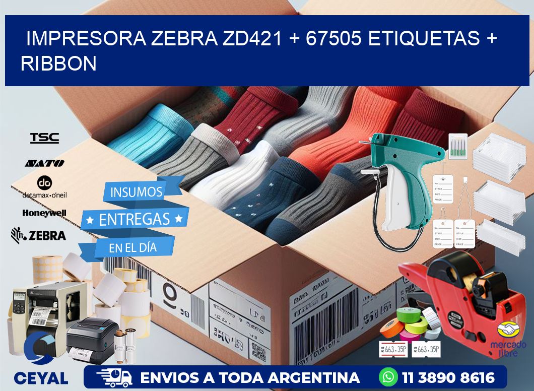 impresora zebra zd421 + 67505 etiquetas + ribbon