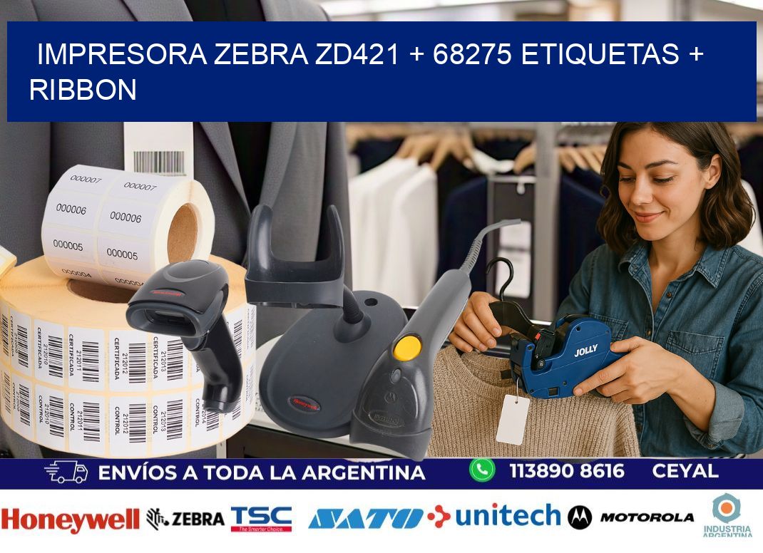impresora zebra zd421 + 68275 etiquetas + ribbon
