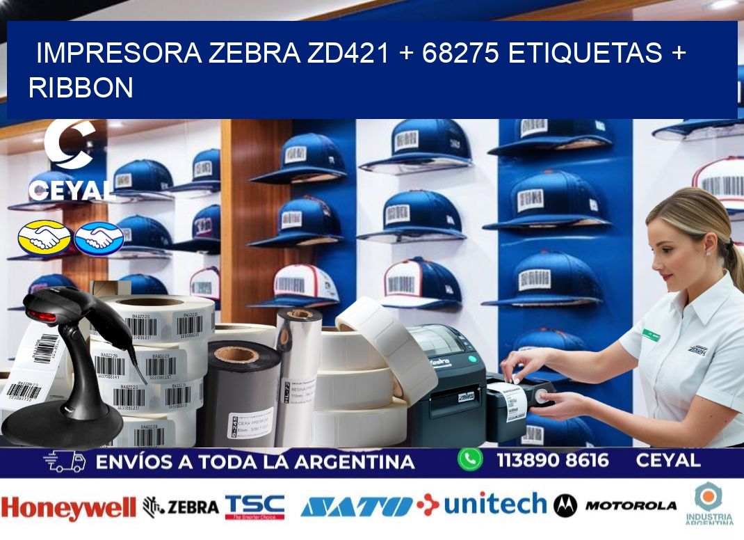 impresora zebra zd421 + 68275 etiquetas + ribbon