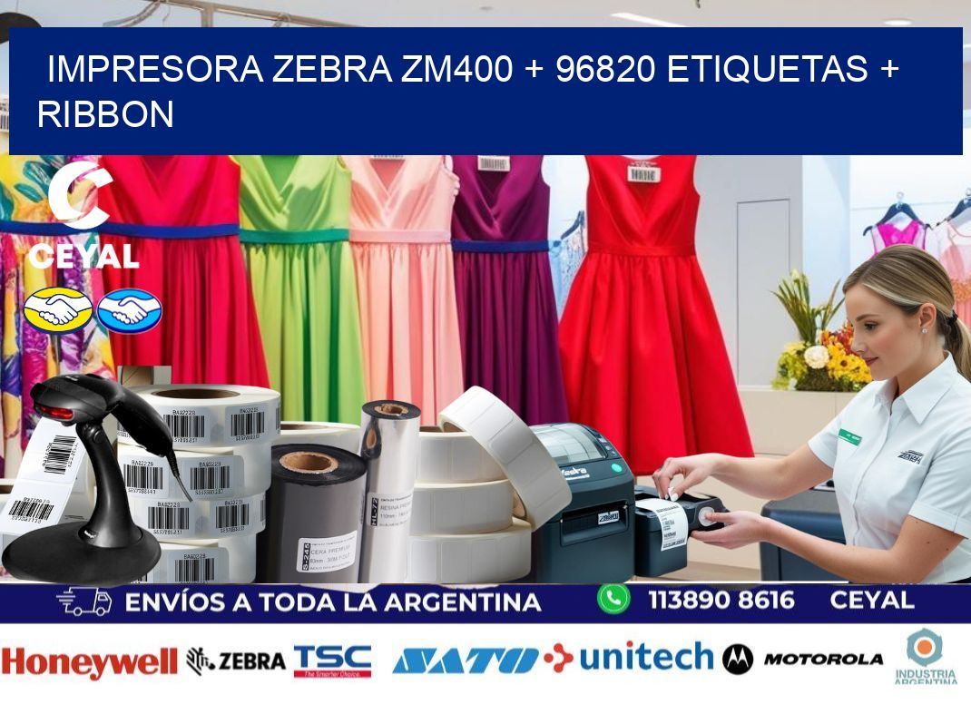 impresora zebra zm400 + 96820 etiquetas + ribbon