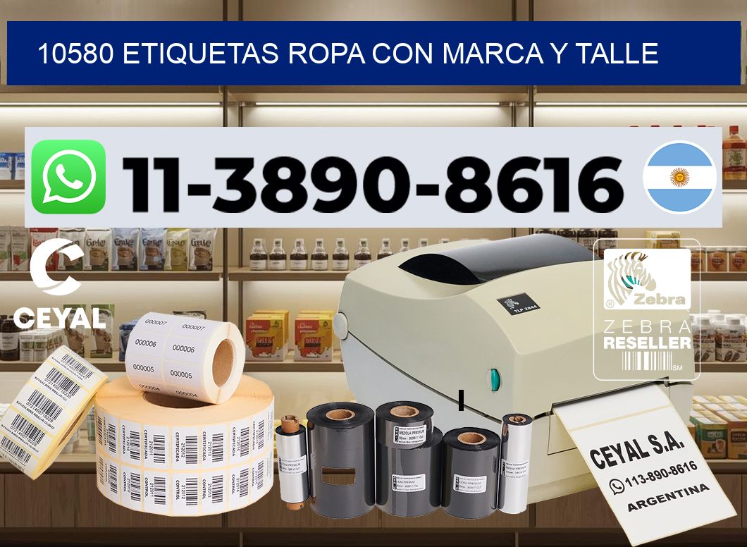 10580 Etiquetas ropa con marca y talle