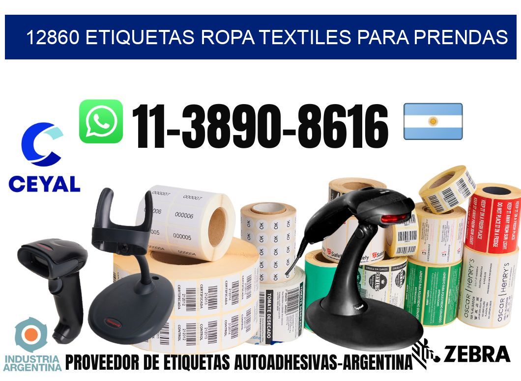 12860 Etiquetas ropa textiles para prendas