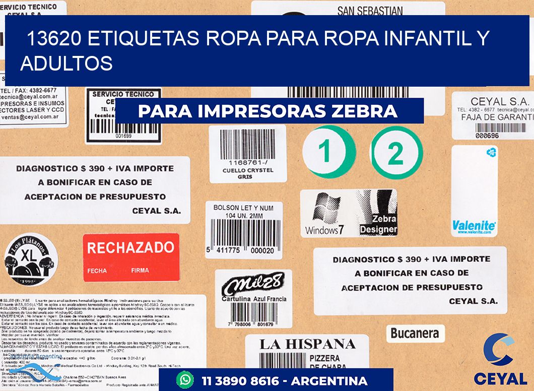 13620 Etiquetas ropa para ropa infantil y adultos