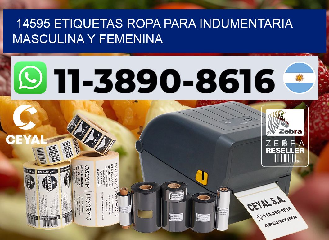 14595 Etiquetas ropa para indumentaria masculina y femenina