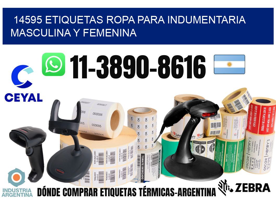 14595 Etiquetas ropa para indumentaria masculina y femenina