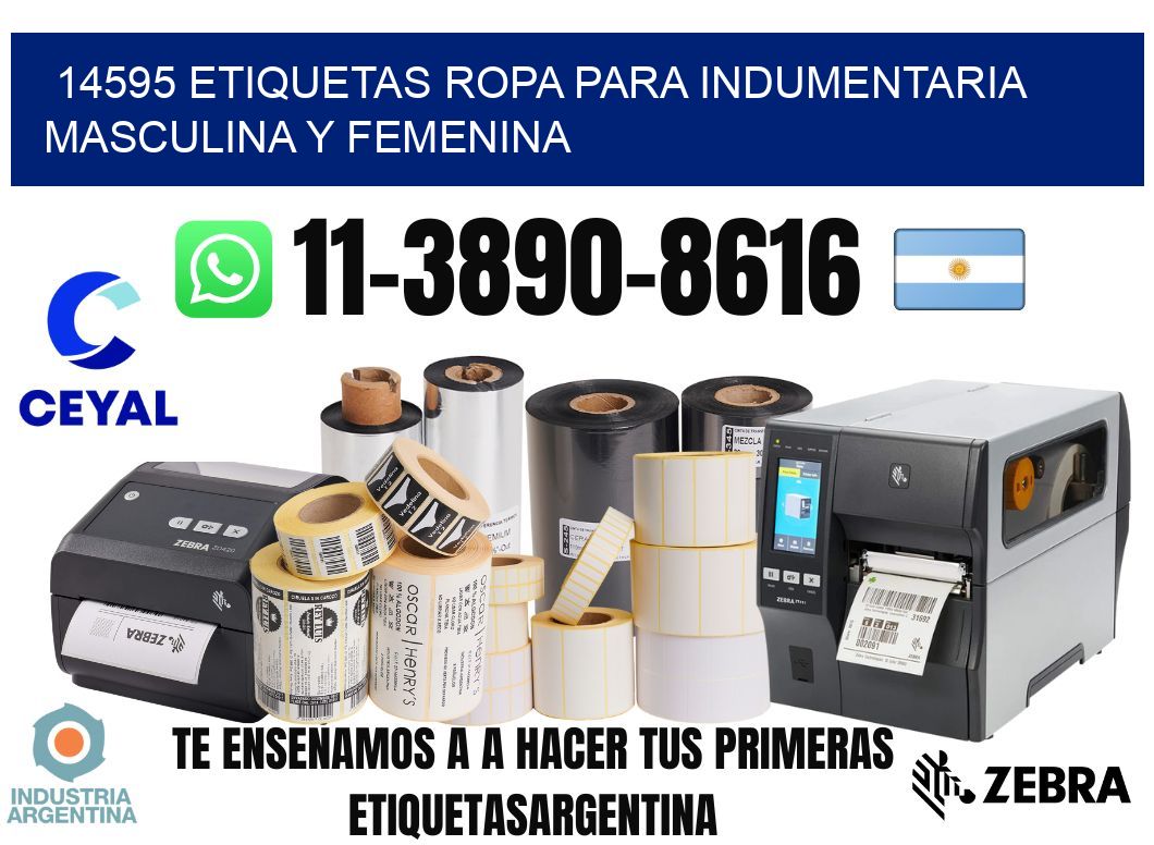 14595 Etiquetas ropa para indumentaria masculina y femenina