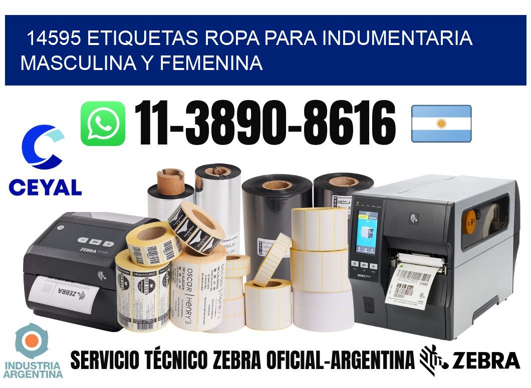 14595 Etiquetas ropa para indumentaria masculina y femenina