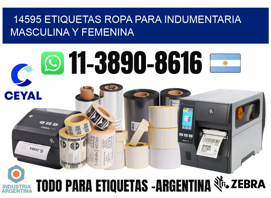 14595 Etiquetas ropa para indumentaria masculina y femenina