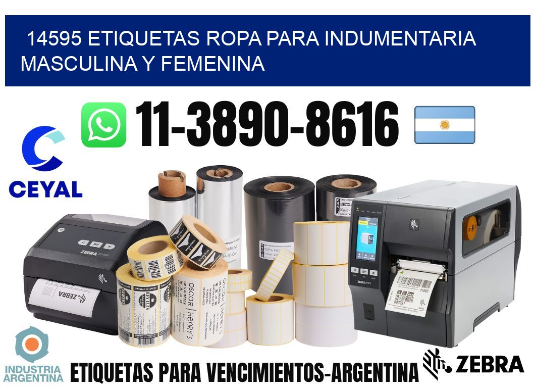 14595 Etiquetas ropa para indumentaria masculina y femenina