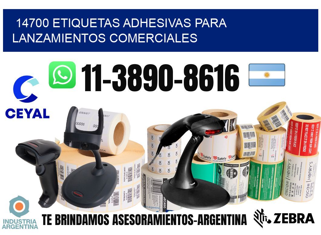 14700 Etiquetas adhesivas para lanzamientos comerciales