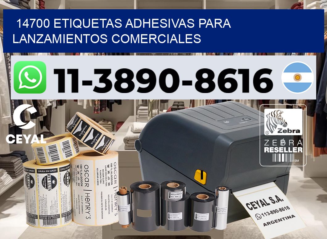 14700 Etiquetas adhesivas para lanzamientos comerciales
