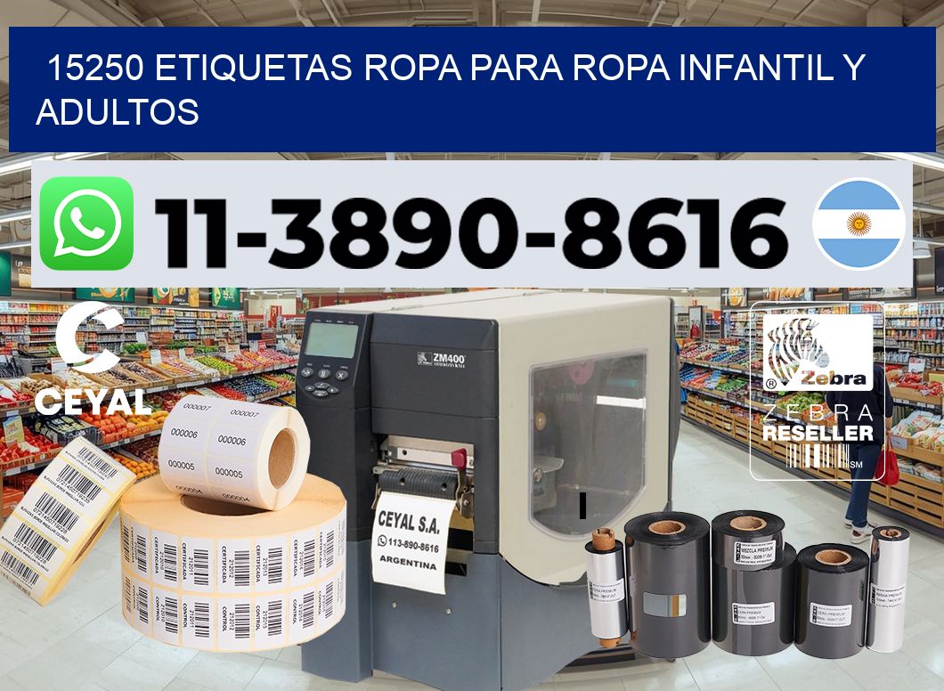 15250 Etiquetas ropa para ropa infantil y adultos