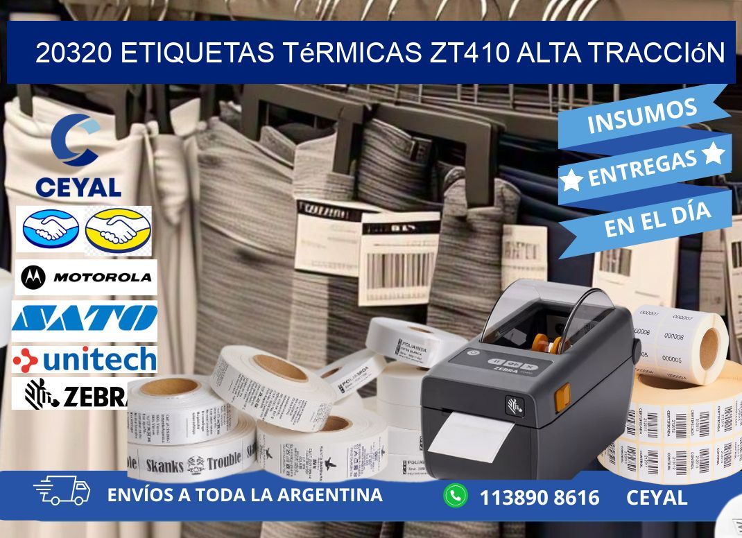 20320 etiquetas térmicas zt410 alta tracción