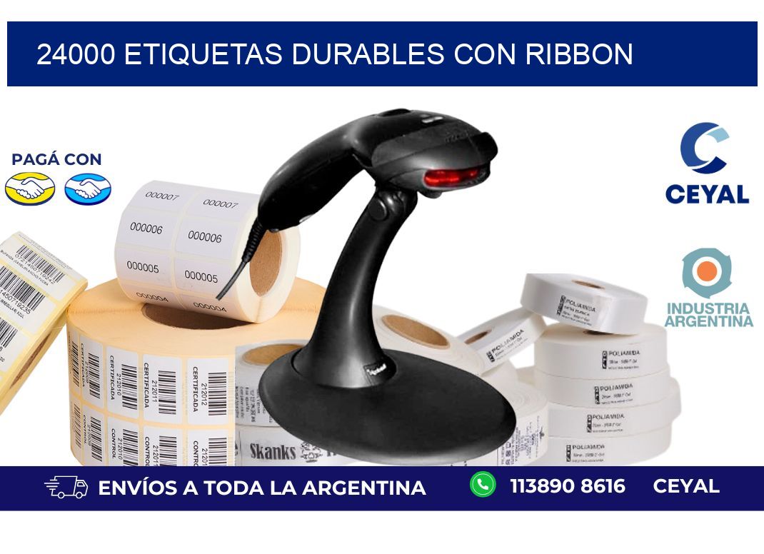 24000 etiquetas durables con ribbon