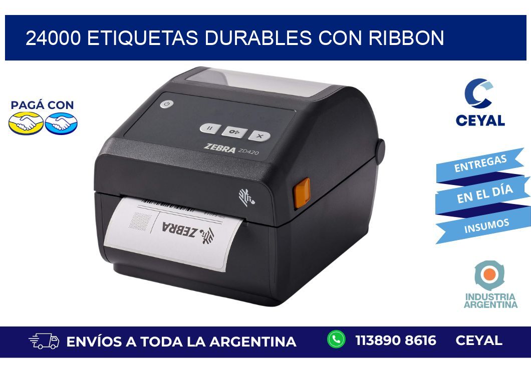 24000 etiquetas durables con ribbon