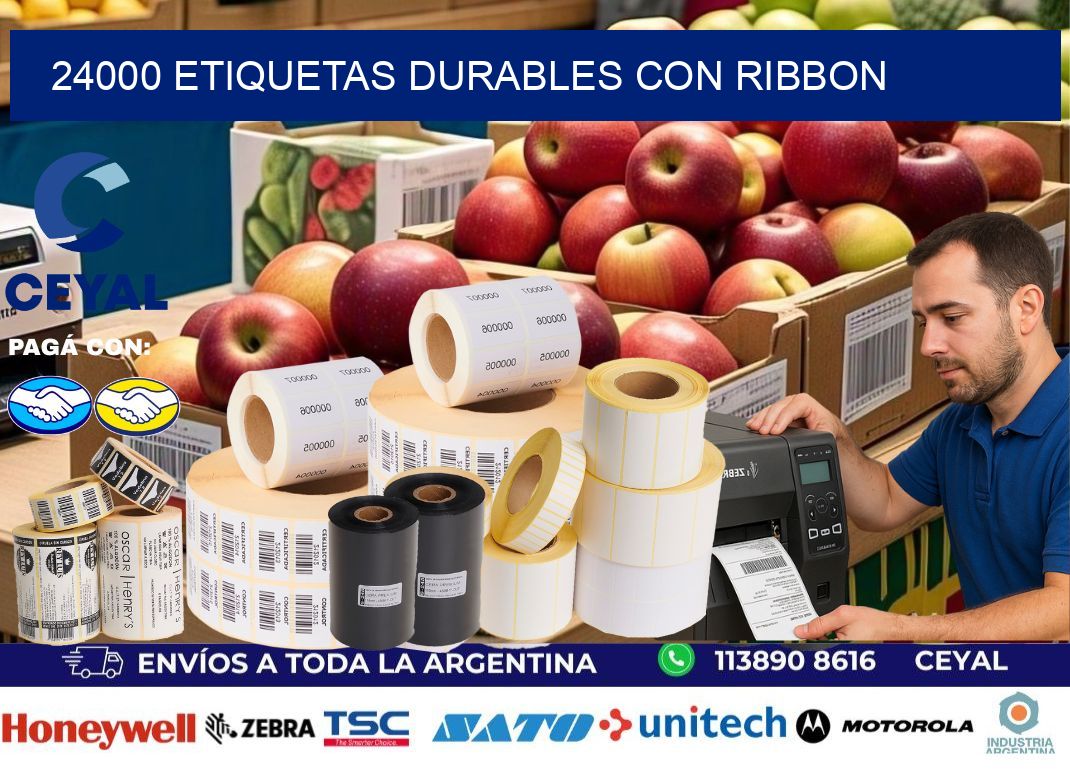 24000 etiquetas durables con ribbon