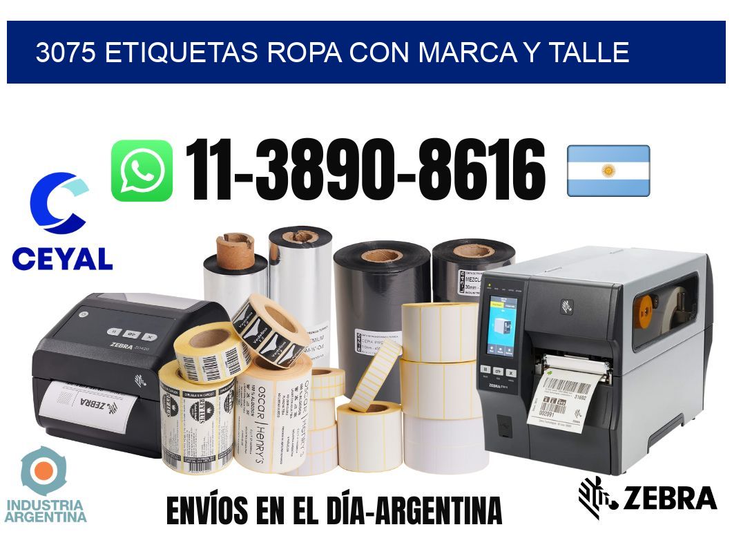 3075 Etiquetas ropa con marca y talle