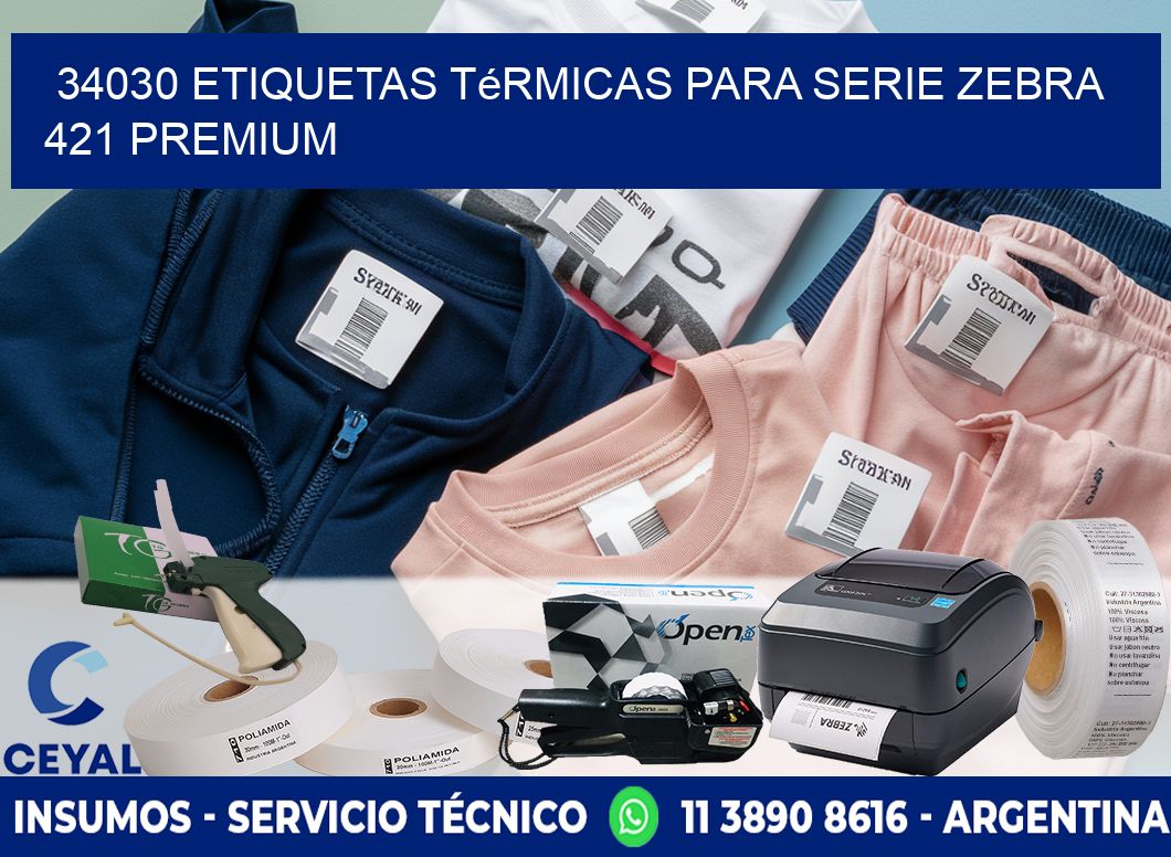34030 etiquetas térmicas para serie zebra 421 premium