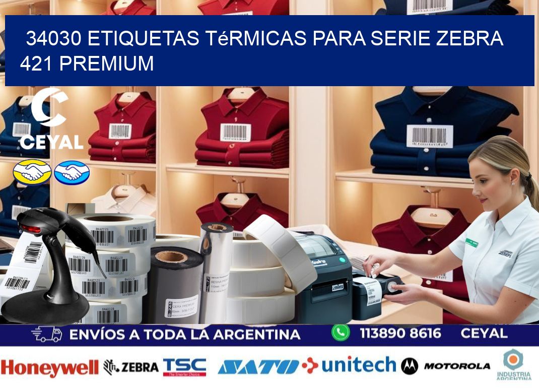 34030 etiquetas térmicas para serie zebra 421 premium