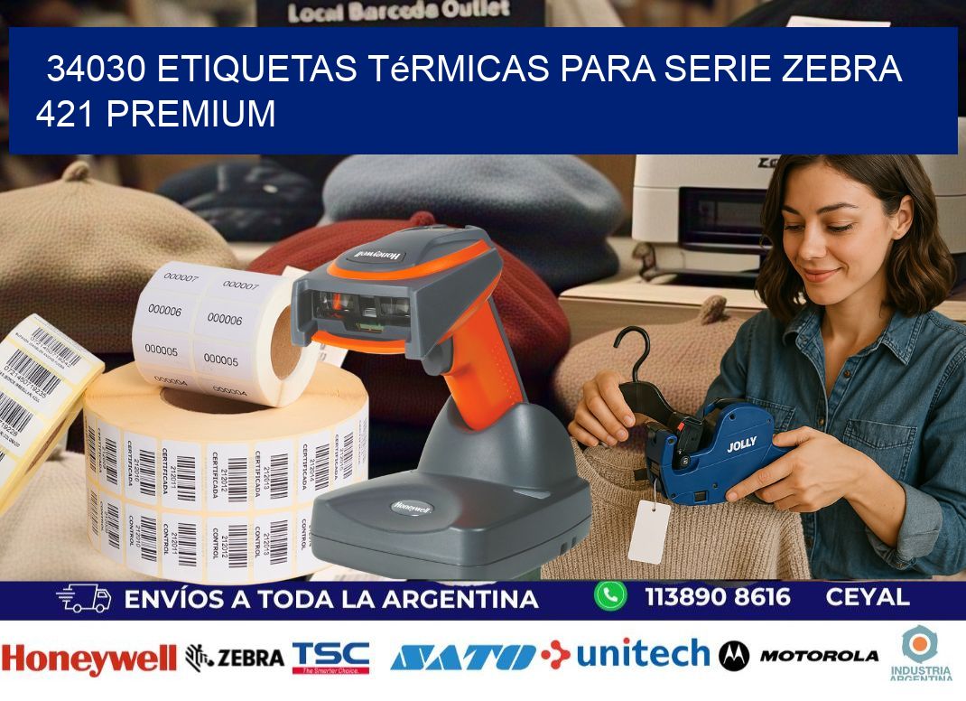 34030 etiquetas térmicas para serie zebra 421 premium