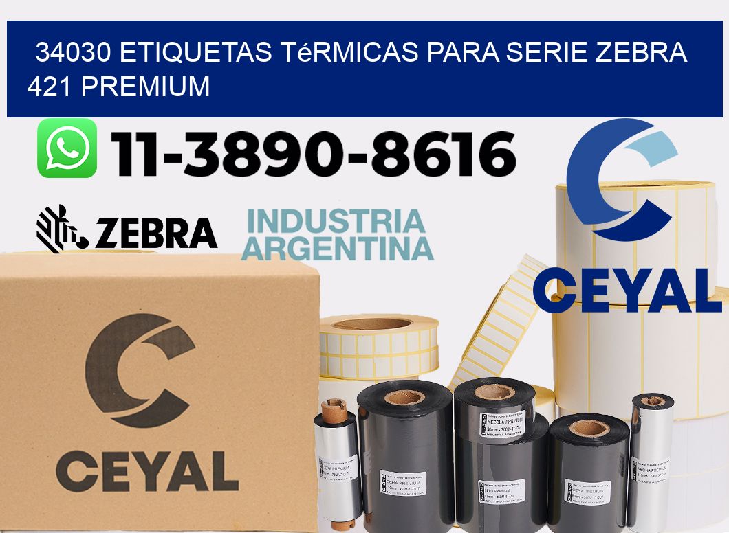 34030 etiquetas térmicas para serie zebra 421 premium