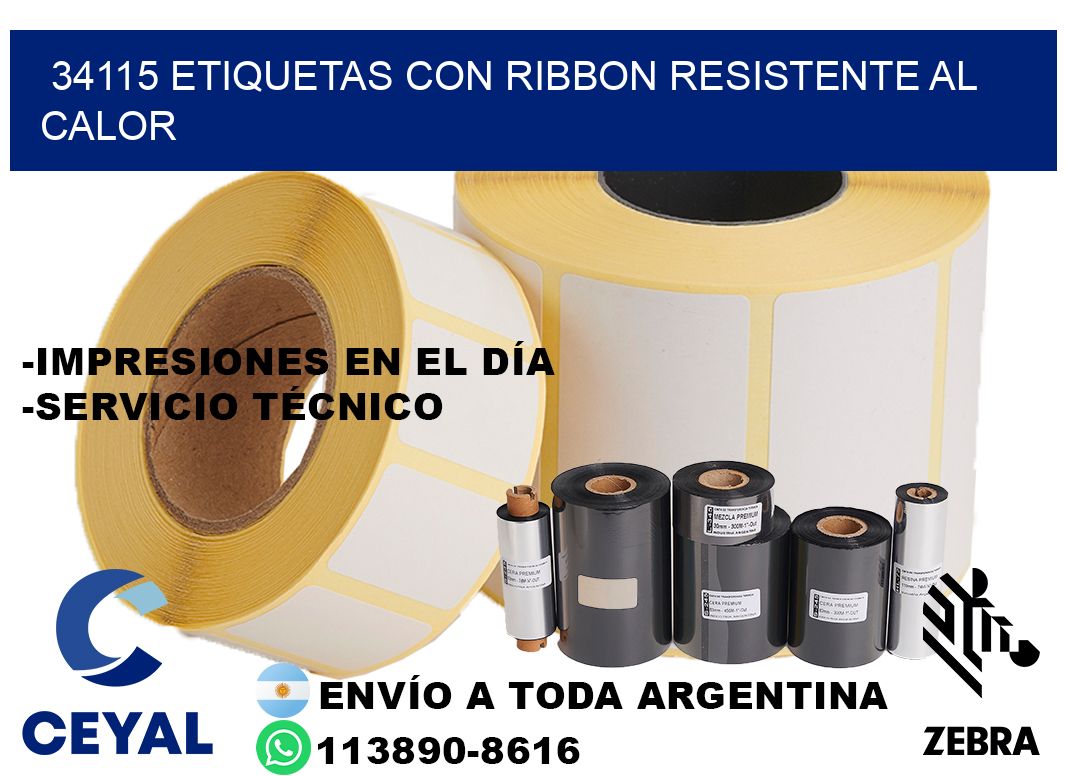34115 etiquetas con ribbon resistente al calor