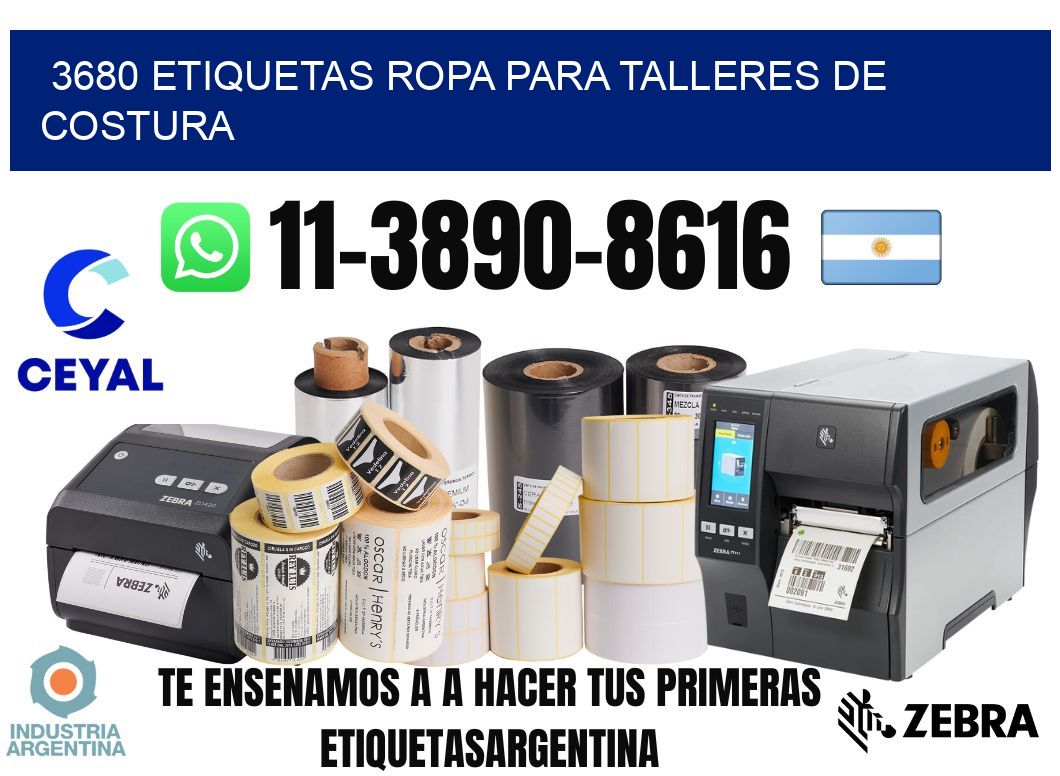3680 Etiquetas ropa para talleres de costura