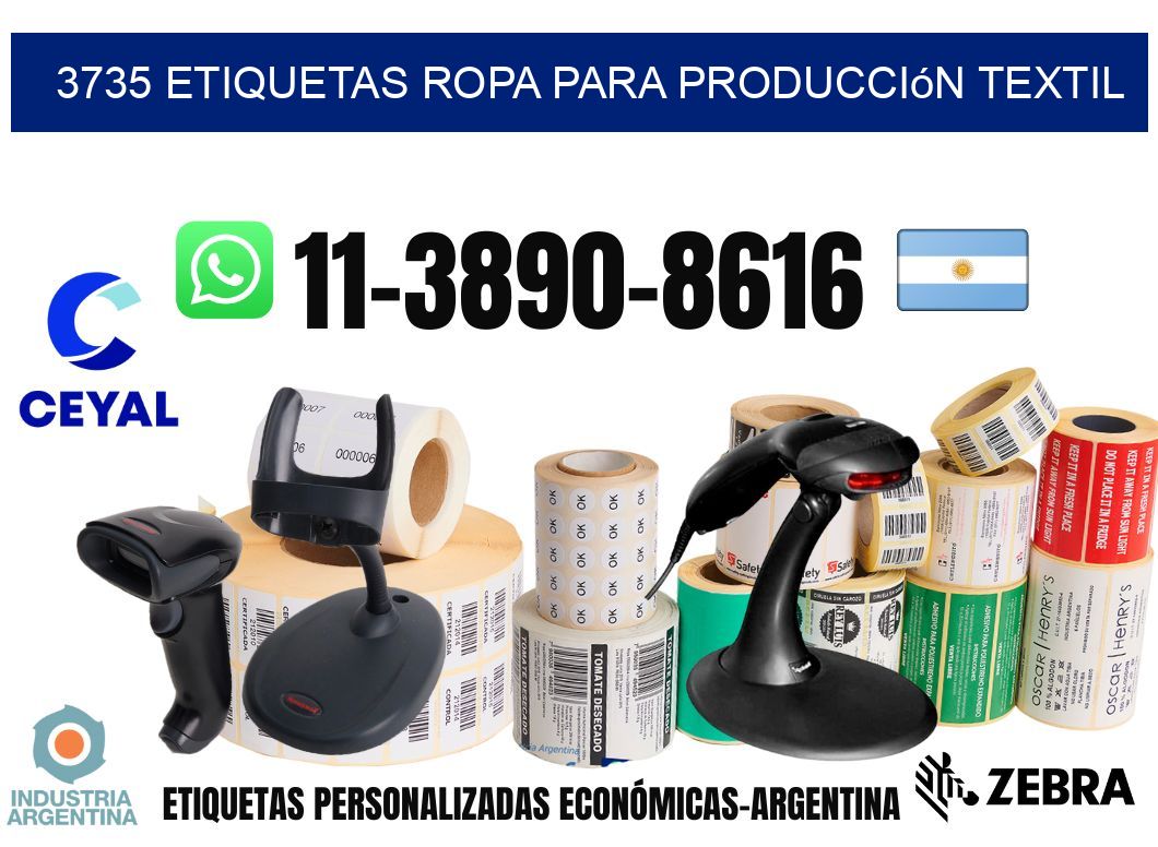 3735 Etiquetas ropa para producción textil
