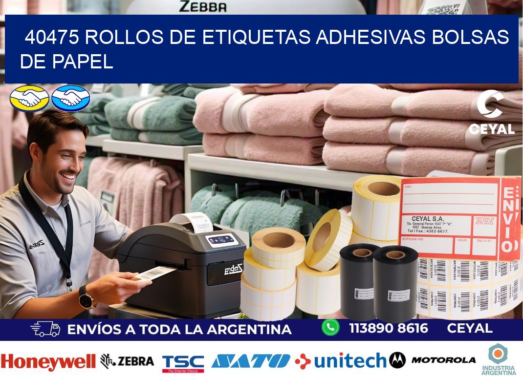 40475 rollos de etiquetas adhesivas bolsas de papel