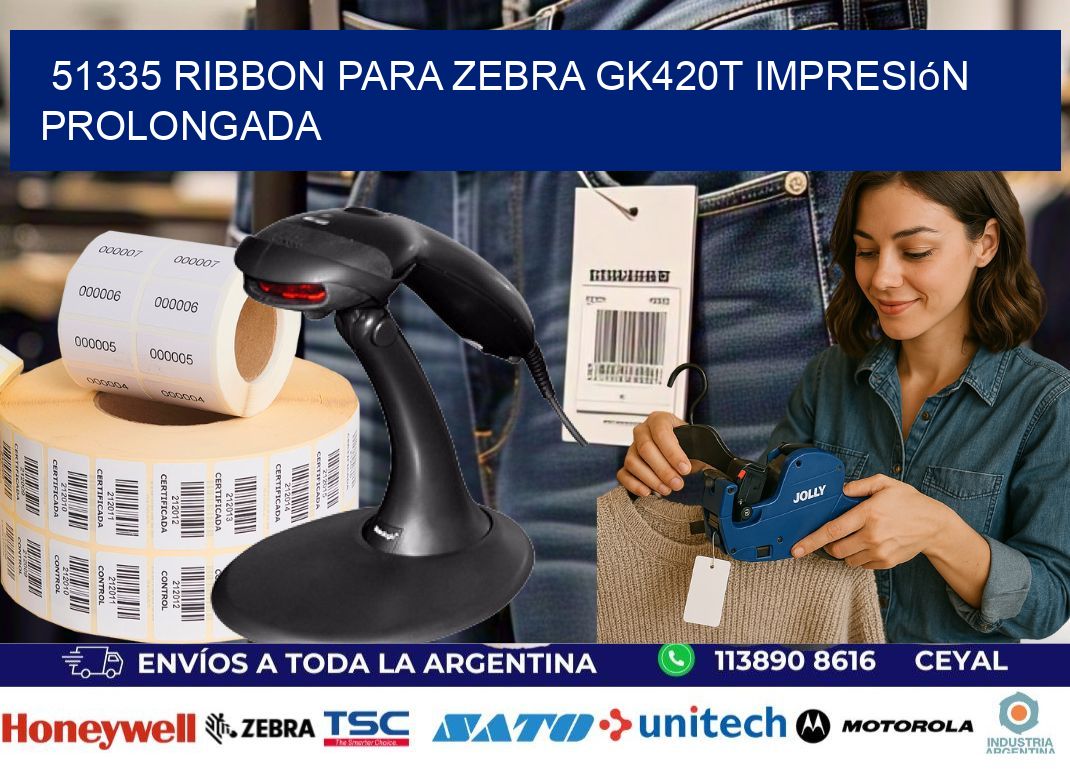 51335 ribbon para zebra gk420t impresión prolongada