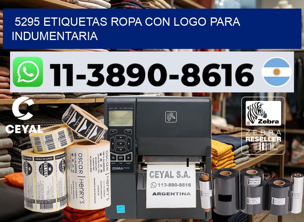 5295 Etiquetas ropa con logo para indumentaria