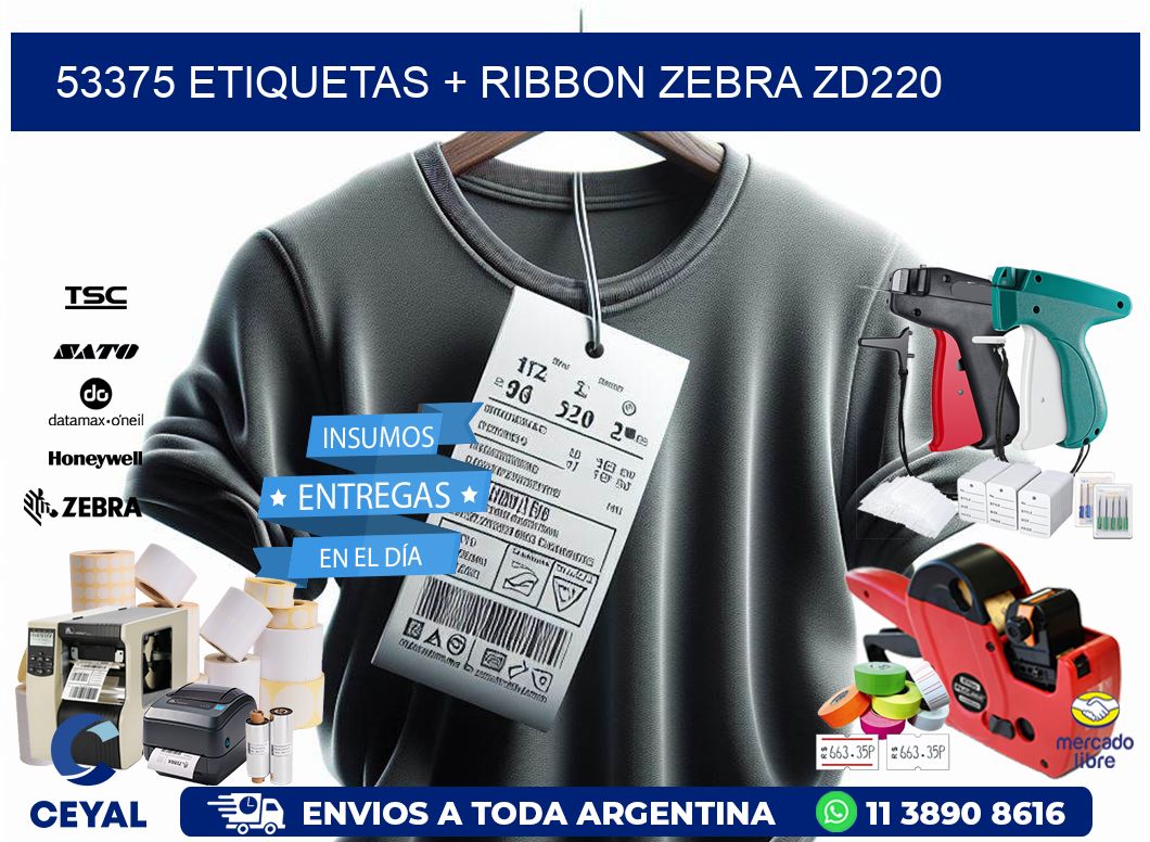 53375 etiquetas + ribbon zebra zd220